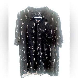 Jack’s Surfboards Black Button Down w/ Palm Trees size Large‎ 100% Viscose